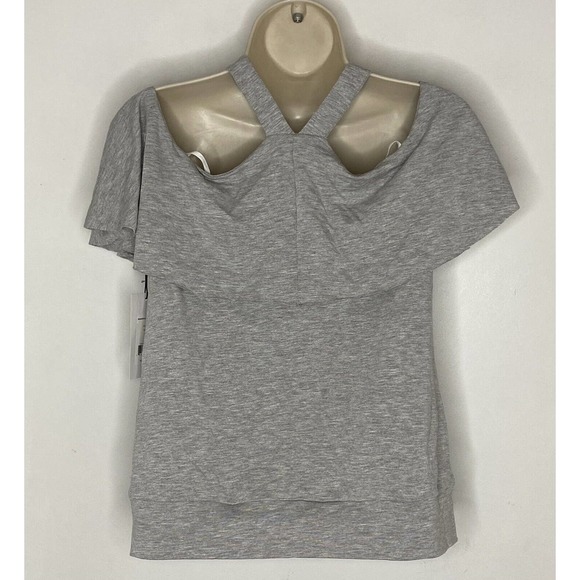 NWT BAILEY 44 Cold Shoulder Gray Jersey Ruffle Halter Top Sweatshirt Size Small - Picture 6 of 6